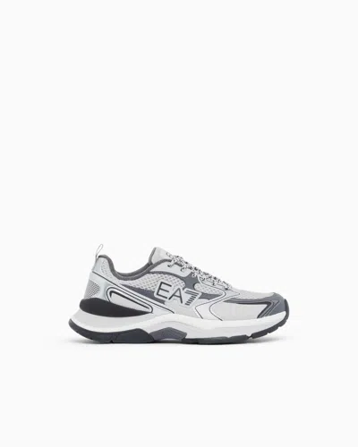 Ea7 Sneaker Predator Aus Leder Und Mesh Mit Gummisohle In Gray