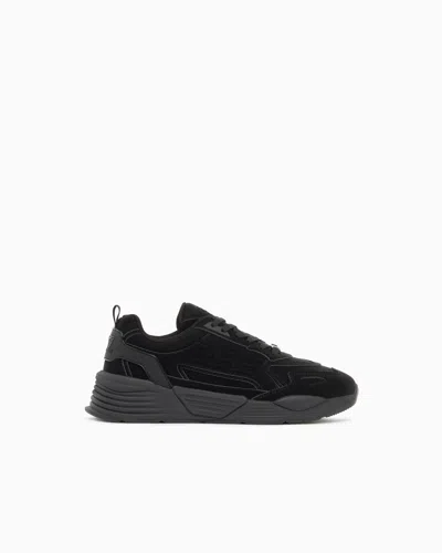 Ea7 Baskets Ace Runner Special À Lacets Et Empiècements En Mesh In Noir