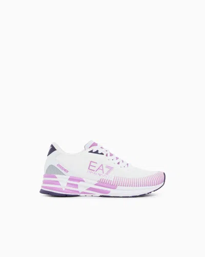Ea7 Trainers Crusher Distance In Mesh With Reflective Details In Blanc