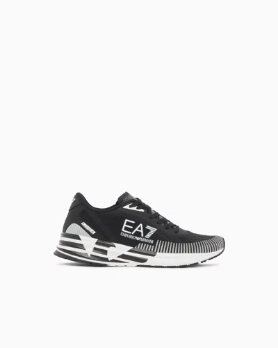 Ea7 Trainers Crusher Distance In Mesh With Reflective Details In Noir