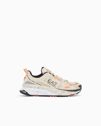 Ea7 Sneaker Crusher Sonic Trail 2.0 En Maille À Semelle Épaisse In Beige