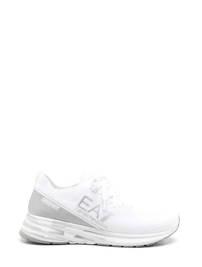 Ea7 Sneakers In White+silver