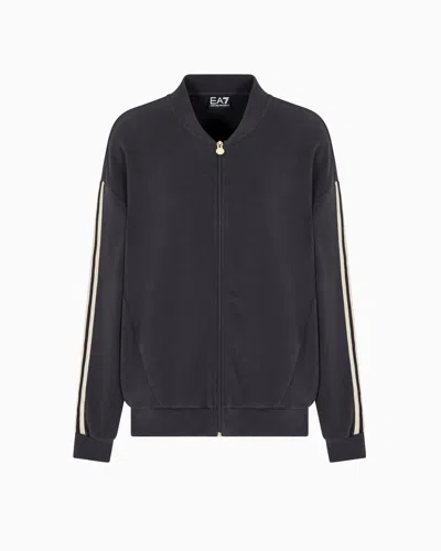 Ea7 Sporty Forever Cotton-blend Zip-up Sweatshirt In Grey