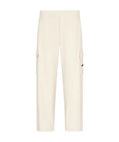 Ea7 Straight-leg Stitching Workwear Sports Sweatpants In White