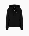 Ea7 Stretch-cotton Hooded Core Lady Sweatshirt In Black