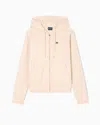 Ea7 Stretch-cotton Hooded Core Lady Sweatshirt In Neutral