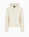 Ea7 Stretch-cotton Hooded Core Lady Sweatshirt In Beige