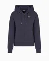 Ea7 Stretch-cotton Hooded Core Lady Sweatshirt In Grey