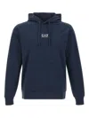 Ea7 Stretch-cotton Hoodie In Blue