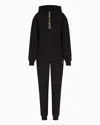 Ea7 Stretch Cotton Jersey Hooded Tracksuit In Black