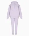 Ea7 Stretch Cotton Jersey Hooded Tracksuit In Purple
