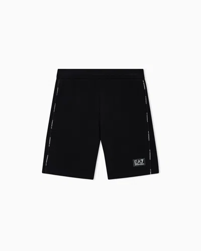 Ea7 Stretch Cotton Jersey Sports Bermuda Shorts In Black