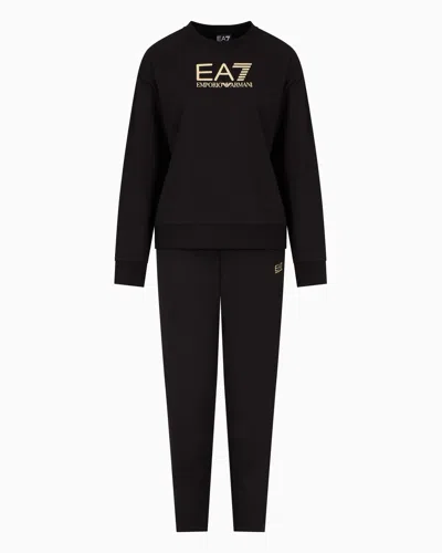 Ea7 Stretch-cotton Tracksuit With Logo In Black