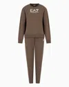Ea7 Stretch-cotton Tracksuit With Logo In Brown