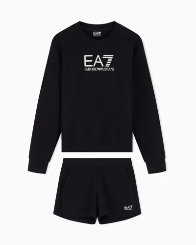 Ea7 Stretch Cotton-jersey T-shirt And Shorts Set In Black