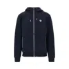 Ea7 Stretch Jersey Full-zip Hoodie In Blue
