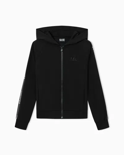 Ea7 Stretch Jersey Hoodie In Black