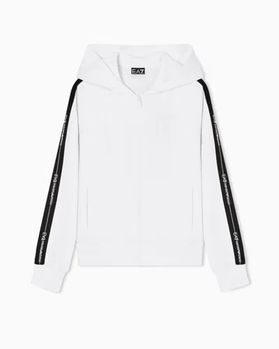 Ea7 Stretch Jersey Hoodie In White