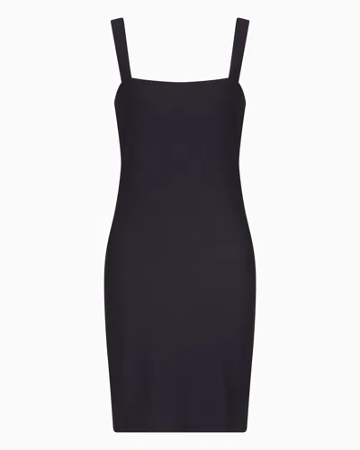 Ea7 Stretch Technical Fabric Short Dress In Navy Blue