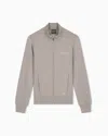 Ea7 Stretch Zip Up Sweatshirt With Studded Logo Evolution In Gray