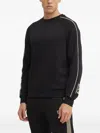 Ea7 Stripe-detail Crew-neck Sweatshirt In Black