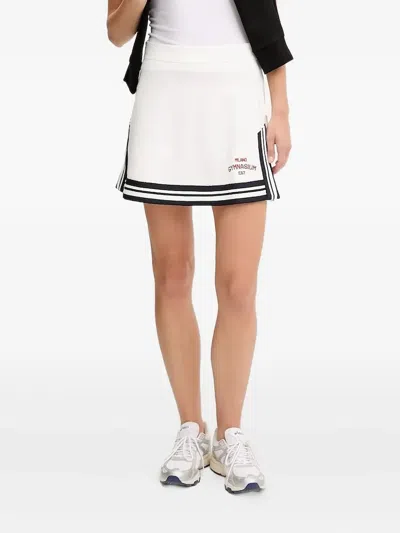 Ea7 Stripe-detail Mini Skirt In White
