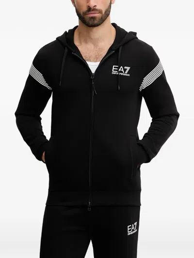 Ea7 Striped-detail Tracksuit In Black