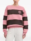 Ea7 Striped Logo-patch Top In Pink