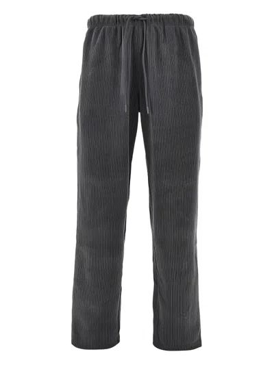 Ea7 Striped Trousers In Gray