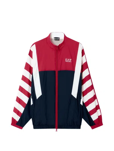 Ea7 Striped-sleeve Panelled Jacket In Multi