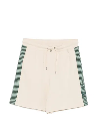 Ea7 Striped-trim Logo-patch Shorts In Neutral