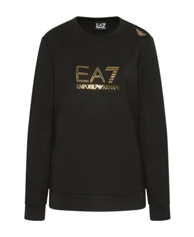 Ea7 Stud-detail Long-sleeved T-shirt In Black