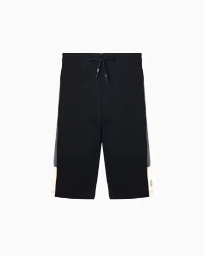 Ea7 Summer Block Cotton-blend Bermuda Shorts In Schwarz