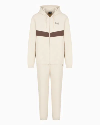 Ea7 Summer Block Cotton-blend Tracksuit In Beige
