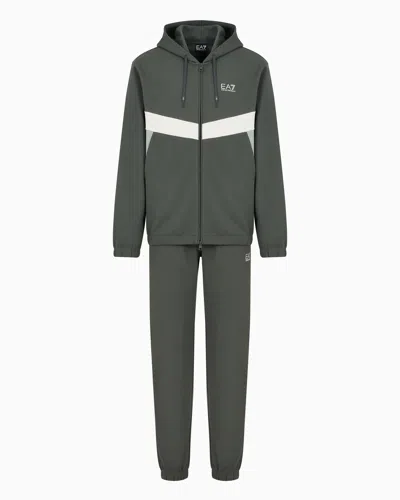 Ea7 Summer Block Cotton-blend Tracksuit In Grey