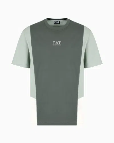 Ea7 Summer Block Cotton Jersey Crew-neck T-shirt In Green