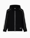 Ea7 Sweat-shirt À Capuche Et Fermeture Zippée En Mélange De Coton Logo Series