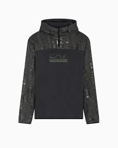 Ea7 Sweat-shirt À Capuche Graphic Series En Jersey De Coton
