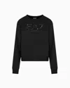 Ea7 Cotton-blend Crew-neck Sweatshirt In Black