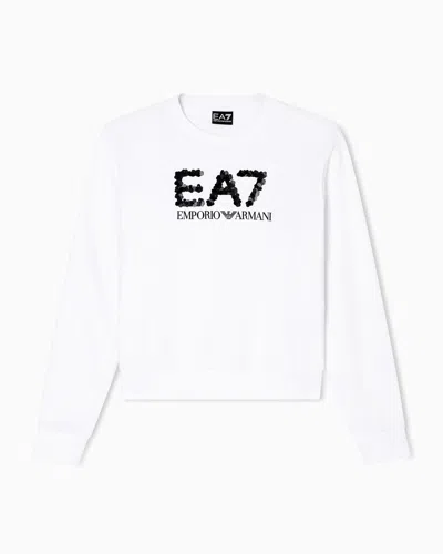 Ea7 Sweat-shirt Ras-du-cou En Mélange De Coton