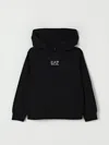 Ea7 Core Identity Boy Cotton Hooded Sweatshirt In Black