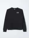 Ea7 Asv 7 Lines Crew-neck Sweatshirt In A Recycled Cotton Blend In Black