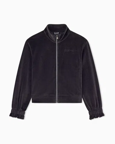 Ea7 Sweatshirt Athletic Velour Regular Fit Jersey In Brown