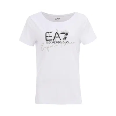 EA7 女士俏皮摩登刺绣字母透气短袖T恤,6920802978800026381