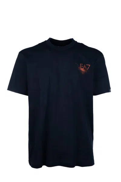 Ea7 Logo-print T-shirt In Blue