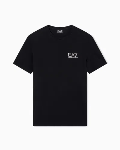 Ea7 T-shirt À Manches Courtes Gold Label En Mélange De Viscose In Black