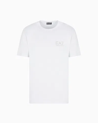 Ea7 T-shirt À Manches Courtes Gold Label En Mélange De Viscose In White