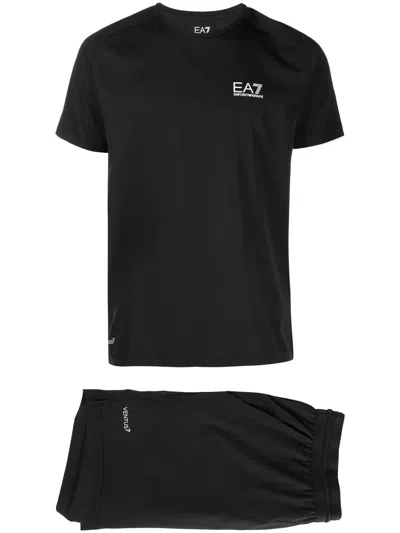 Ea7 T-shirt And Shorts Set In Black