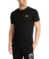 Ea7 7 Lines Cotton Jersey T-shirt In Black