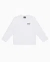 Ea7 Kids' Core Identity Boy Cotton Jersey Long-sleeved T-shirt In White